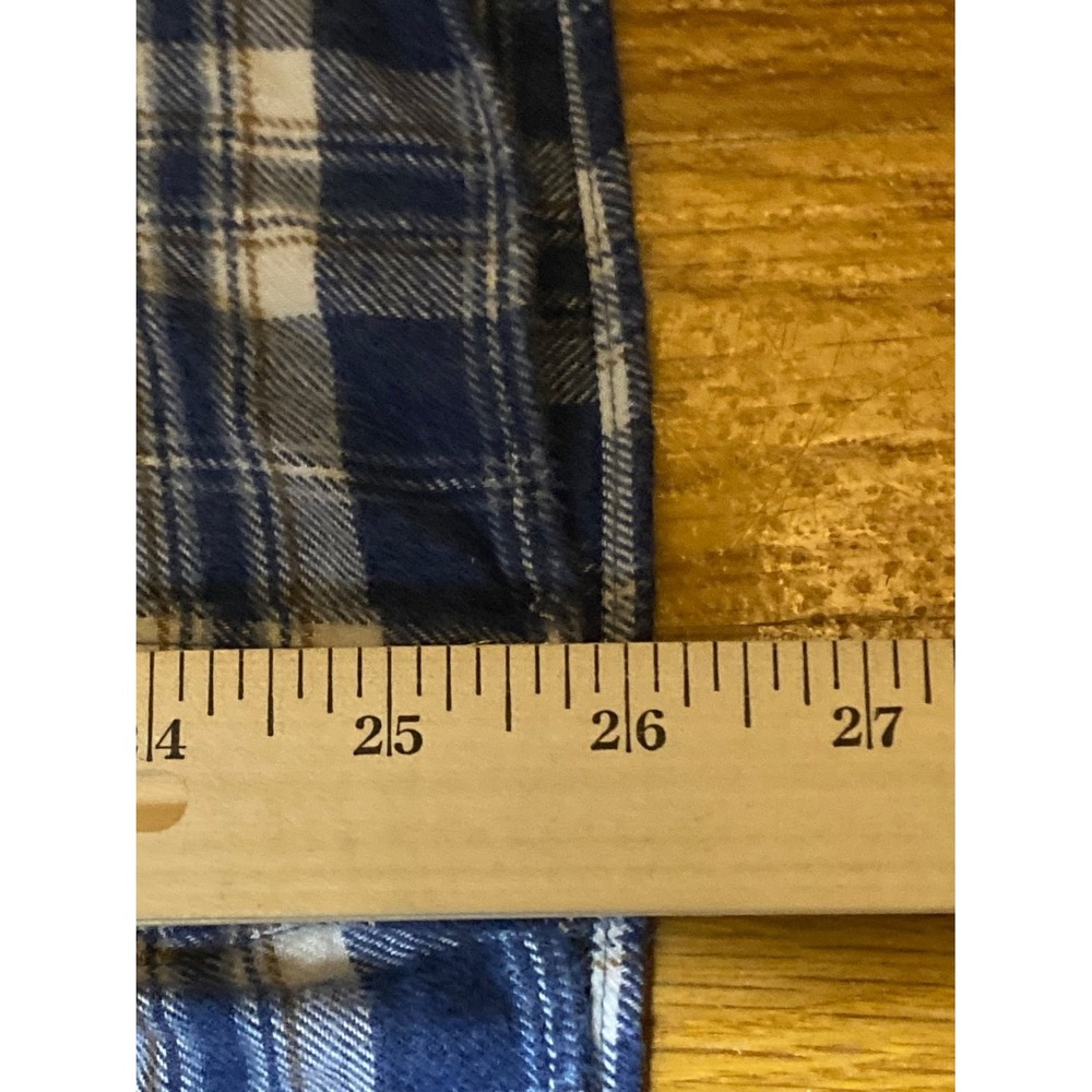 Faherty Shirt Mens Medium Button Up Flannel Blue Plaid Long Sleeve Casual Preppy - Picture 3 of 8